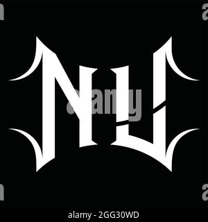 Nu logo monogramme avec forme abstraite fond noir modèle Illustration de Vecteur