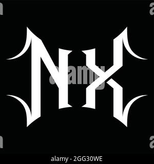 Logo NX monogramme avec modèle de conception de fond noir de forme abstraite Illustration de Vecteur