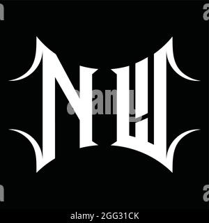 Logo NW monogramme avec modèle de motif noir de forme abstraite Illustration de Vecteur