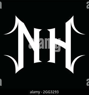 Logo NH monogramme avec modèle de fond noir de forme abstraite Illustration de Vecteur