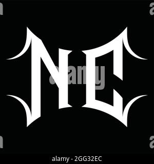 Logo NC monogramme avec modèle de motif noir de forme abstraite Illustration de Vecteur