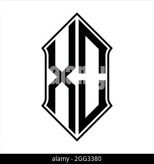 Logo XO monogramme avec forme de protection et contour noir modèle de conception vecteur icône résumé Illustration de Vecteur