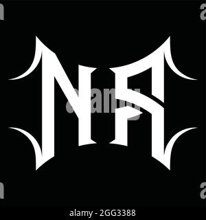 NR logo lettre monogramme avec bouclier et modèle de forme de coupe de fond noir Illustration de Vecteur