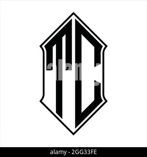 Logo TC monogramme avec forme de protection et contour noir modèle de conception vecteur icône résumé Illustration de Vecteur