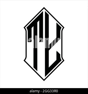 TY logo monogramme avec forme de protection et contour noir modèle de conception vecteur icône résumé Illustration de Vecteur