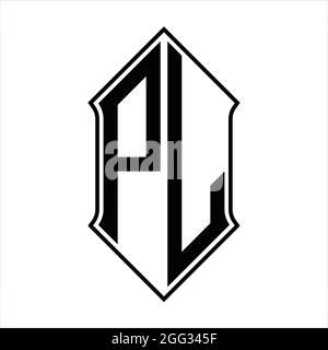 PL logo monogramme avec forme de protection et contour noir modèle de conception vecteur icône résumé Illustration de Vecteur