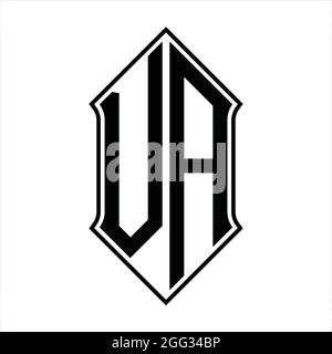 Logo va monogramme avec forme de protection et contour noir modèle de conception vecteur icône résumé Illustration de Vecteur