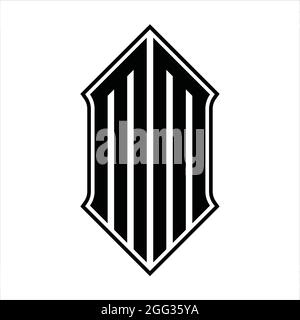 MM logo monogramme avec forme de protection et contour noir modèle de conception vecteur icône résumé Illustration de Vecteur