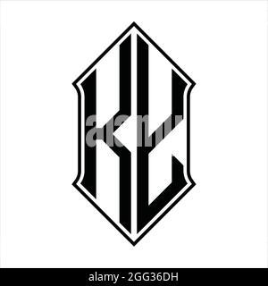 Logo KY monogramme avec forme de protection et contour noir modèle de conception vecteur icône abstrait Illustration de Vecteur