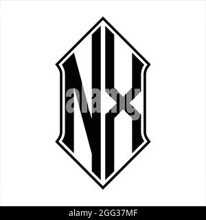 Logo NX monogramme avec forme de protection et contour noir modèle de conception vecteur icône résumé Illustration de Vecteur