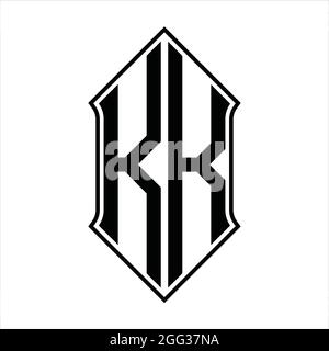 KK logo monogramme avec forme de protection et contour noir modèle de conception vecteur icône résumé Illustration de Vecteur