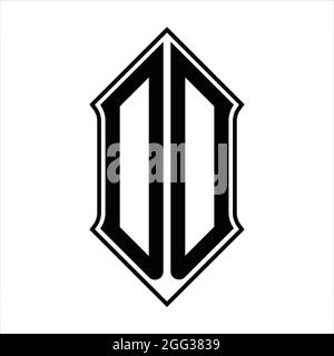 Logo DD monogramme avec forme de protection et contour noir modèle de conception vecteur icône résumé Illustration de Vecteur