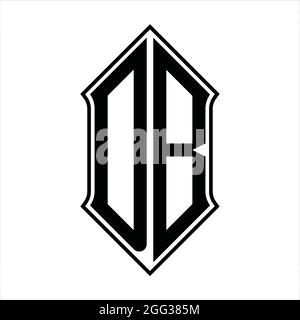 LOGO DB monogramme avec forme de protection et contour noir modèle de conception vecteur icône résumé Illustration de Vecteur