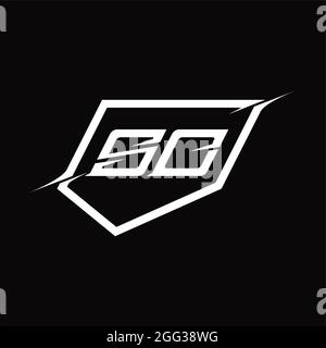 Logo SD lettre monogramme avec motif de fond noir en forme de bouclier et de tranche Illustration de Vecteur