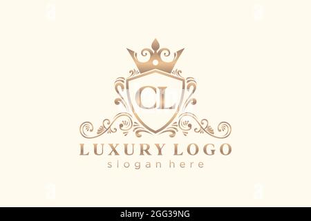 Modèle lettre CL du logo Royal Luxury dans les illustrations vectorielles pour les restaurants, les royalties, les boutiques, les cafés, les hôtels, Heraldic, bijoux, mode et autres illustrations vectorielles Illustration de Vecteur