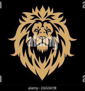 Lion Head Or Golden Esport logo Mascot Vector Illustration Design Illustration de Vecteur