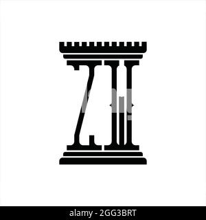 Logo ZW monogramme avec fond blanc en forme de pilier Illustration de Vecteur