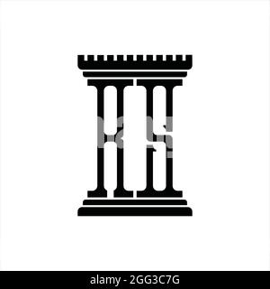 Logo RS monogramme avec fond blanc en forme de pilier Illustration de Vecteur