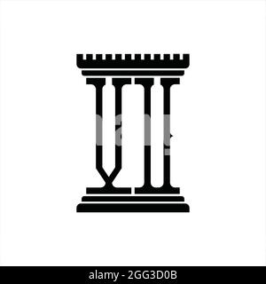 Logo vu monogramme avec fond blanc en forme de pilier Illustration de Vecteur