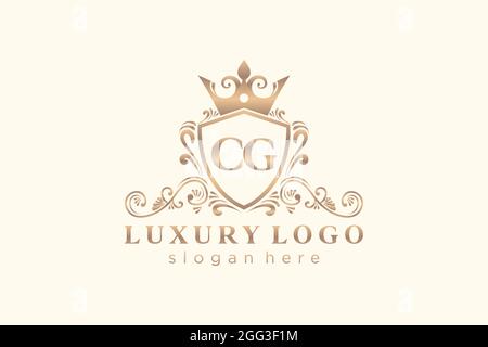 Modèle de logo CG Letter Royal Luxury dans un dessin vectoriel pour restaurant, Royalty, Boutique, café, Hôtel, Heraldic, bijoux, mode et autres illustrations vectorielles Illustration de Vecteur