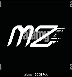 MZ logo monogramme résumé technologie de vitesse fond noir modèle de conception Illustration de Vecteur