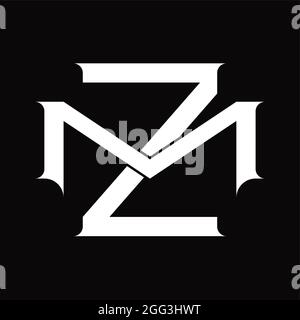 MZ logo monogramme avec forme de tranche fond noir modèle Illustration de Vecteur