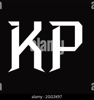 Logo KP monogramme avec modèle en forme de tranche noir Illustration de Vecteur