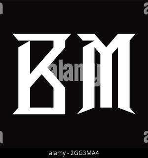 BM logo monogramme avec forme de coupe fond noir modèle de conception Illustration de Vecteur