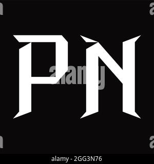 Logo PN monogramme avec forme en coupe fond noir Illustration de Vecteur