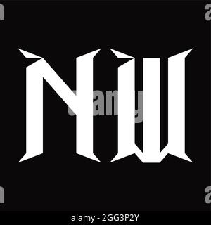 Logo NW monogramme avec modèle de fond noir en forme de coupe Illustration de Vecteur