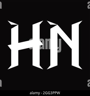 Logo HN monogramme avec forme en coupe fond noir modèle de conception Illustration de Vecteur