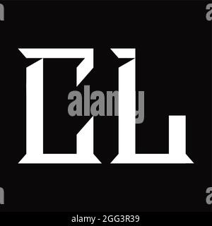 Logo CL monogramme avec forme en coupe fond noir Illustration de Vecteur