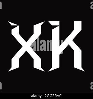 Modèle de monogramme du logo XK avec fond noir en forme de tranche Illustration de Vecteur