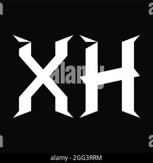 Logo XH monogramme avec forme en coupe fond noir Illustration de Vecteur