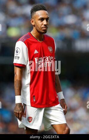 Manchester, Angleterre, 28 août 2021. Pierre-Emerick Aubameyang d'Arsenal lors du match de la première Ligue au Etihad Stadium, Manchester. Le crédit photo doit être lu : Darren Staples / Sportimage Banque D'Images