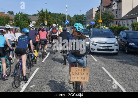 Edinburgh, Écosse, Royaume-Uni, août 28 2021. Edinburgh Critical Mass trajet des Meadows à Portobello. Credit alamy Live News Banque D'Images