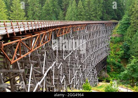 Pont de chemin de fer en bois Kinsol Trestle à l'île de Vancouver, C.-B. Canada. Colombie-Britannique Canada. Banque D'Images