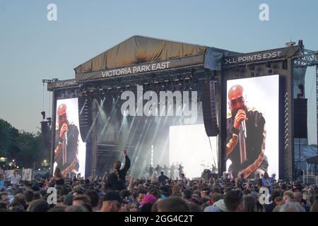 Londres, Royaume-Uni. 28 août 2021. Kano en direct sur scène au All points East Festival (APE) à Victoria Park à Londres. Photo: Alamy Banque D'Images