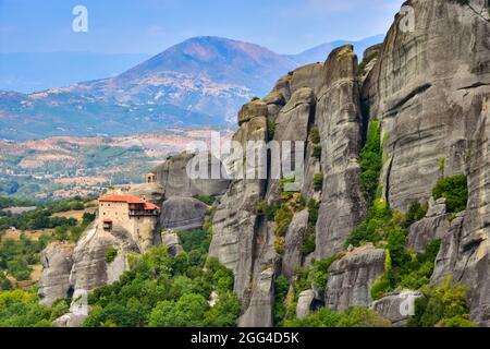 Monastère de Saint-Nicolas Anapuses à Meteora, Grèce Banque D'Images