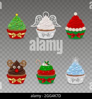 Ensemble de petits gâteaux de noël avec noeuds Illustration de Vecteur
