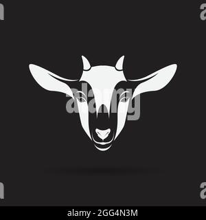Vecteur de la tête de chèvre sur fond blanc, ferme d'animaux. Logo ou icône de chèvre. Illustration vectorielle superposée facile à modifier. Illustration de Vecteur