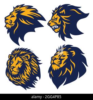 Ensemble logo Lion Esport Mascot Premium Collection Vector Design Illustration de Vecteur