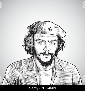 Che Guevara dessin portrait vectoriel. 14 octobre 2017 Illustration de Vecteur