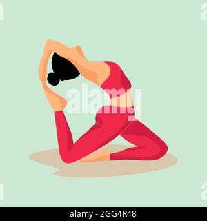 Le pigeon de roi pose de yoga par une jeune femme ou une fille. EKA pada rajakapotasana. Femme entraînement fitness, aérobic et exercices. Illustration de Vecteur