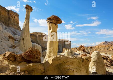 Des hoodoos inhabituels Wahweap dans l'Utah, aux États-Unis Banque D'Images