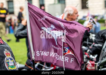 Les vétérans de l'armée britannique protestent à Londres à l'occasion de leur traitement par les gouvernements britanniques successifs et en particulier en ce qui concerne l'Irlande du Nord Banque D'Images