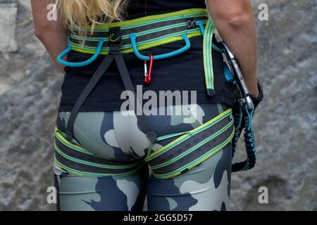 Rock grimpeur matériel femme Banque D'Images
