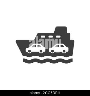 Panneau vecteur noir du ferry. Symbole du bateau ferryboat. Illustration de Vecteur