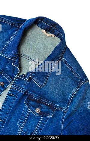 Veste en denim bleu. Veste en Jean pour Homme avec col classique et coutures. Banque D'Images