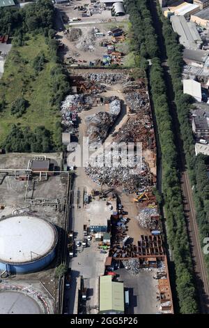 Vue aérienne de EMR Bradford, marchand de ferraille, Banque D'Images